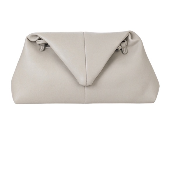 Handbags - Gray Vegan Leather Flap Handbag